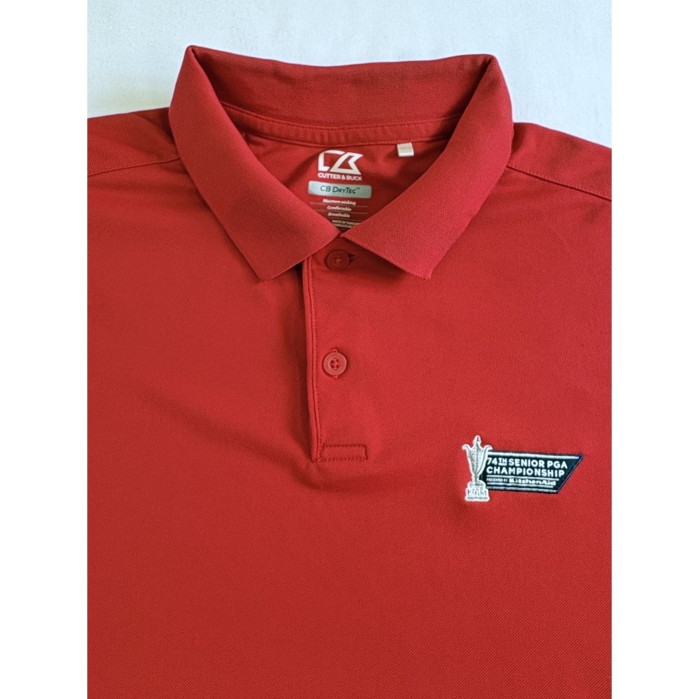 Cutter & Buck Mens XL Red Senior PGA Championship Polo Shirt MCK00415 DryTec